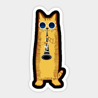 Cool Hippy Hipster Cat Playing The Clarinet Sticker